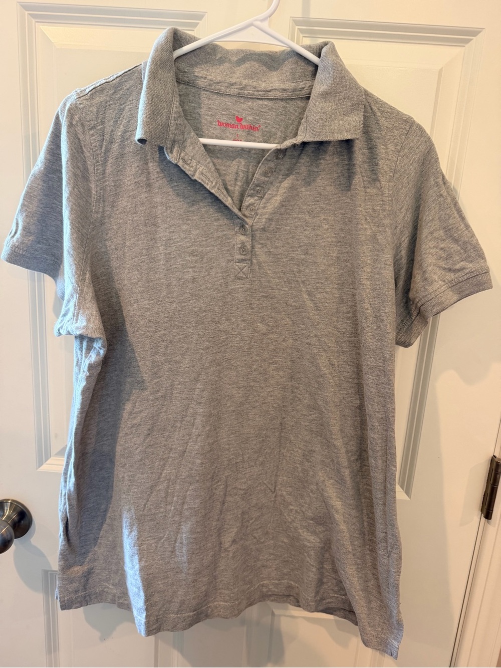 Woman Within Grey Polo Shirt Size Large